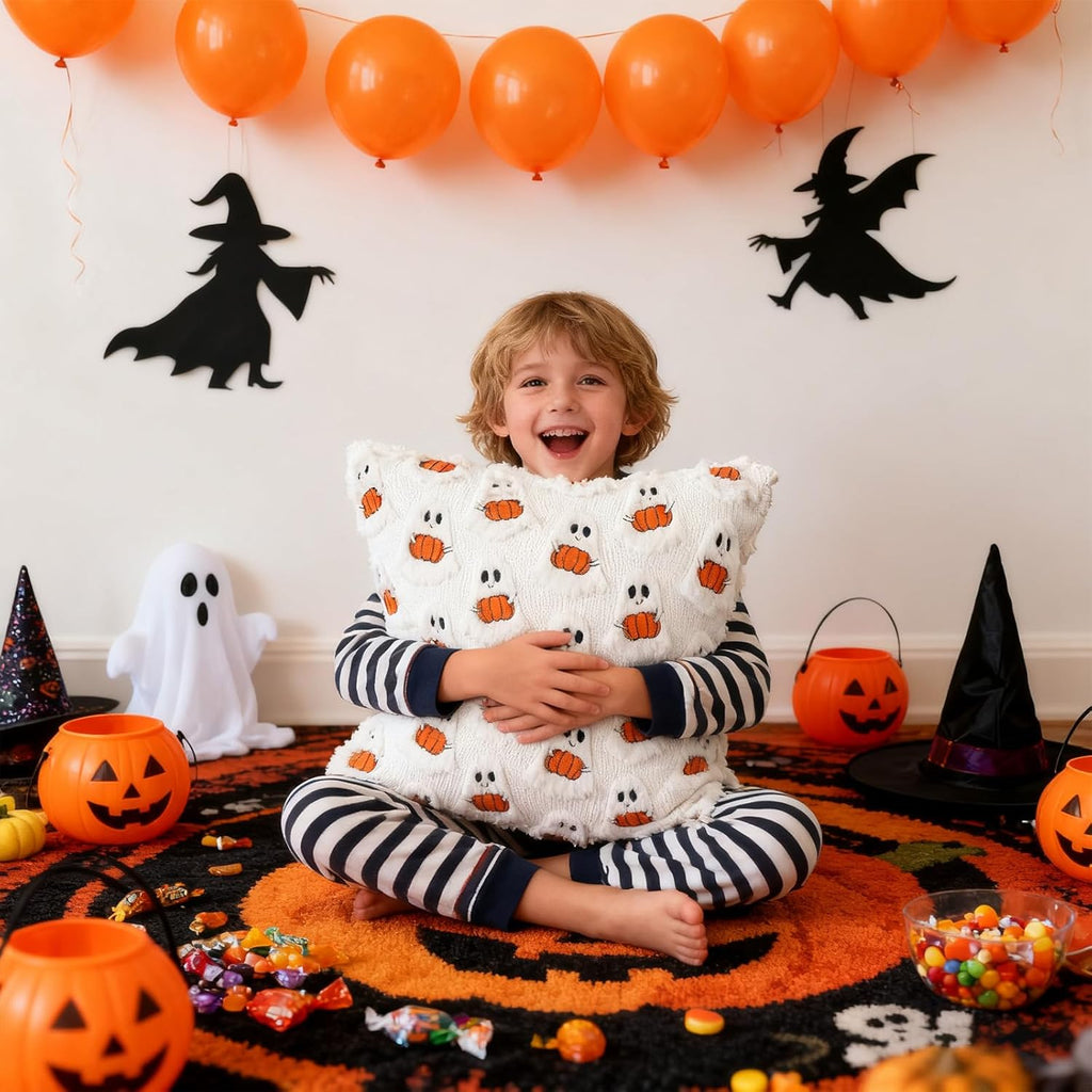 Spooky-Cute Halloween Plush Pillow Covers - Cozy Holiday Home Decor