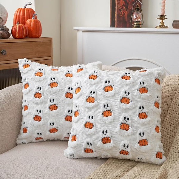 Spooky-Cute Halloween Plush Pillow Covers - Cozy Holiday Home Decor