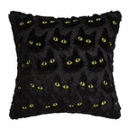 Halloween Black Cat Plush Pillow Decoration Embroidery Pillow Cover Living Room Sofa Cushion Square Pillow Cover