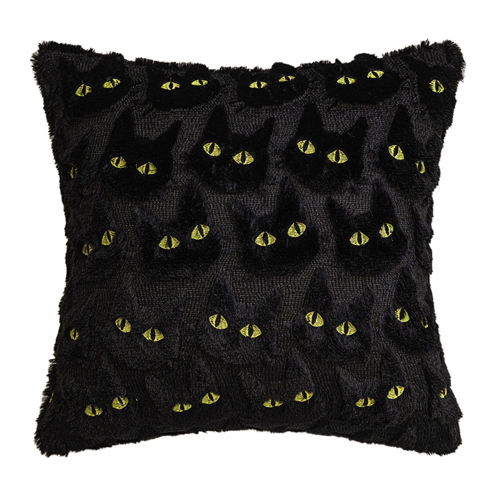 Halloween Black Cat Plush Pillow Decoration Embroidery Pillow Cover Living Room Sofa Cushion Square Pillow Cover