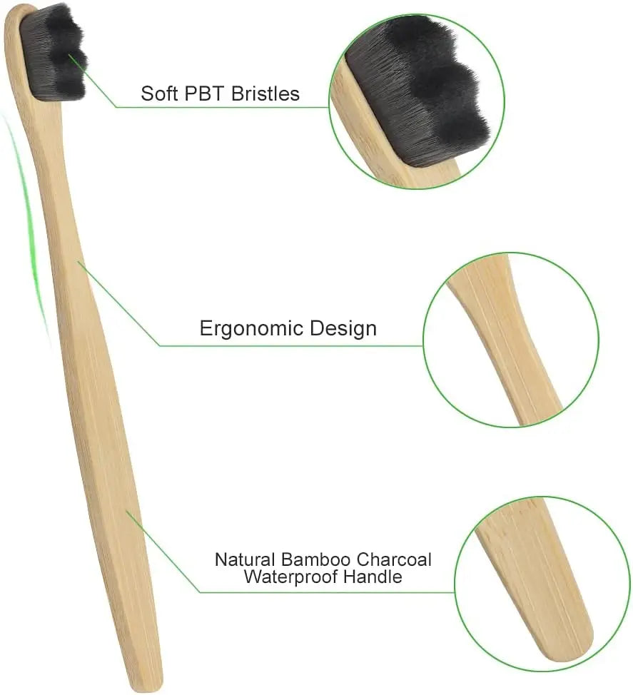 Deep Clean & Gentle: Bamboo Micro-Nano Toothbrush for Adults, Kids & Braces Wearers