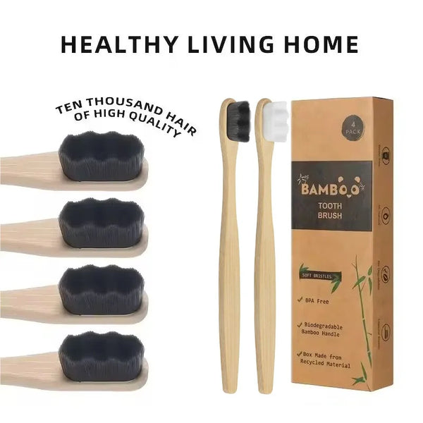 Deep Clean & Gentle: Bamboo Micro-Nano Toothbrush for Adults, Kids & Braces Wearers