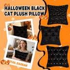 Halloween Black Cat Plush Pillow Decoration Embroidery Pillow Cover Living Room Sofa Cushion Square Pillow Cover