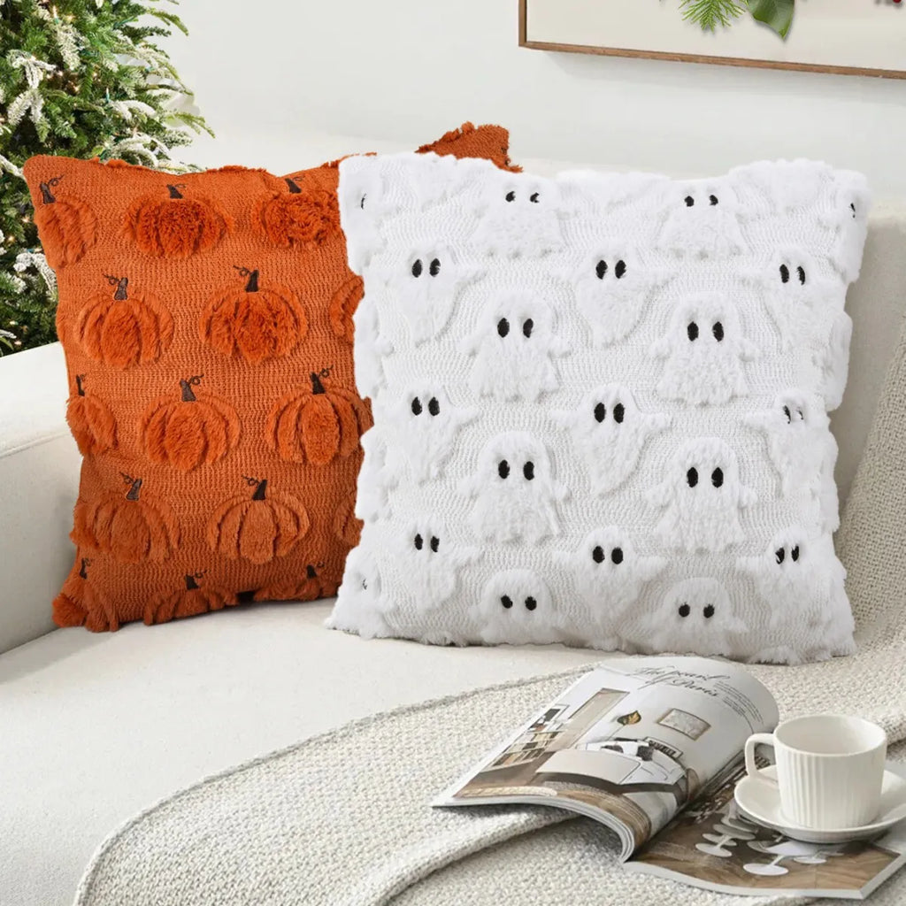 Spooky-Cute Halloween Plush Pillow Covers - Cozy Holiday Home Decor